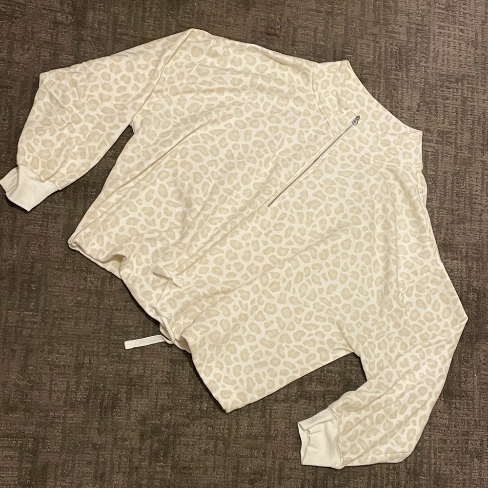 White Cheetah Quarter Zip